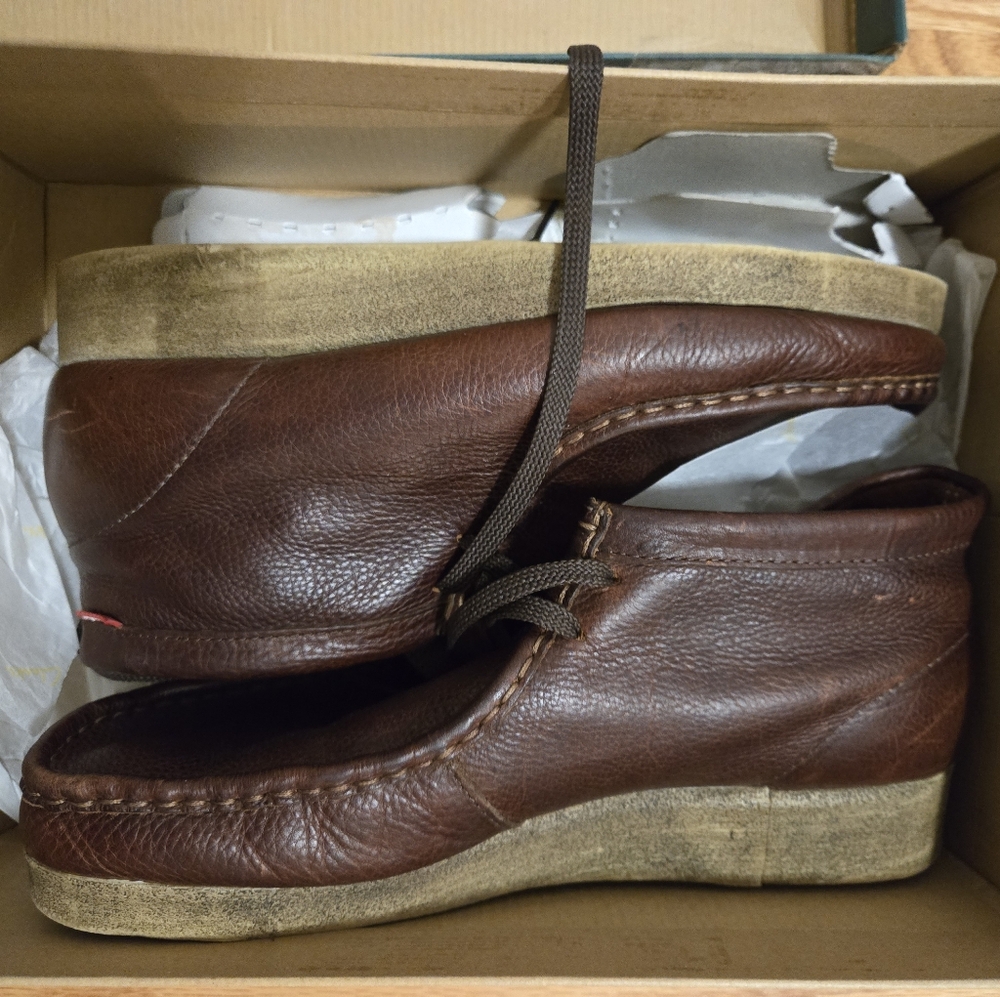 Clarks Padmore Men's Chukka Ankle Boots Brown Oile Leather Shoes Size 10.5M